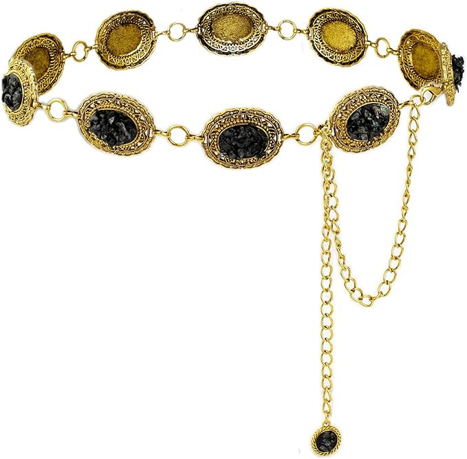 ILuvatar Waist Chain Women's Metal Dress With Sweater Gold Retro Turquoise Stone Punk Belt Concho... | Amazon (US)