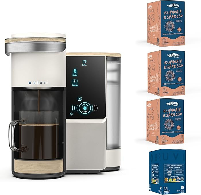 BRUVI Starter Bundle with 80 B-Pods (20 ct Variety Pack and 60 Wonderland Euphoria espresso) | Amazon (US)