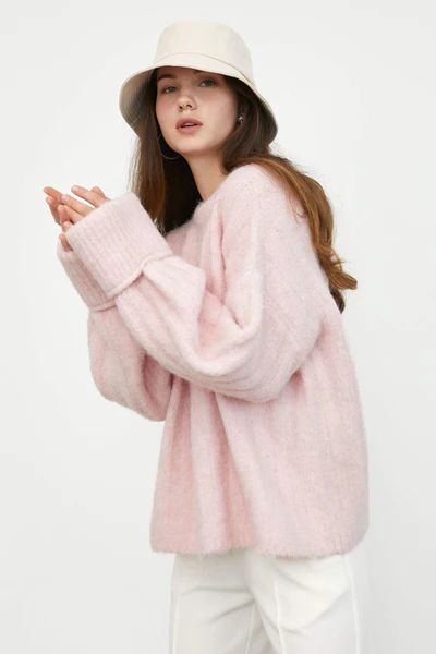 Cozy Light Pink Ribbed Sweater | J.ING