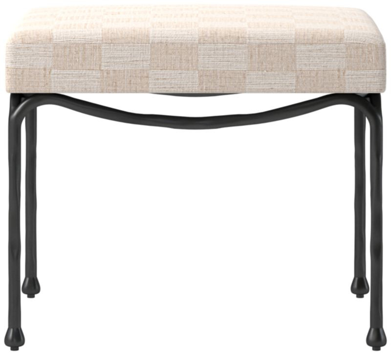 Journey White and Light Brown Upholstered Stool | CB2 | CB2