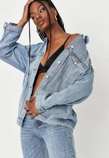 Missguided - Recycled Blue Oversized Denim Jacket | Missguided (US & CA)