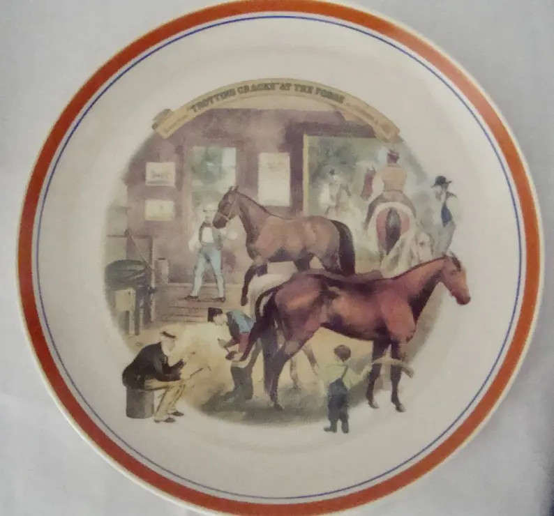 CURRIER & IVES 1960's Vintage Collector Horse Racing Plate "trotting Cracks at the Forge" Woodmer... | Etsy (Global)