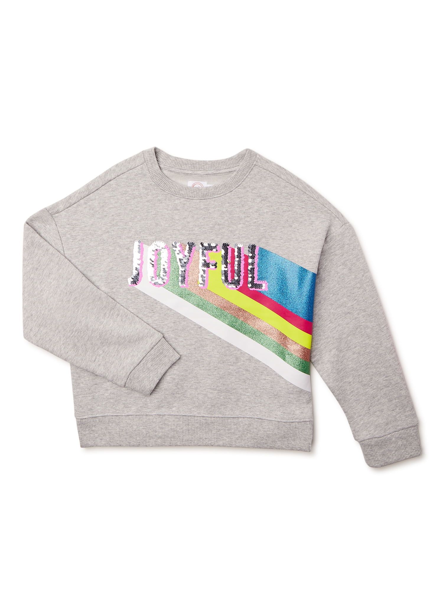 Wonder Nation Girls' Crewneck Embellished Graphic Sweatshirt, Sizes 4-18 & Plus | Walmart (US)