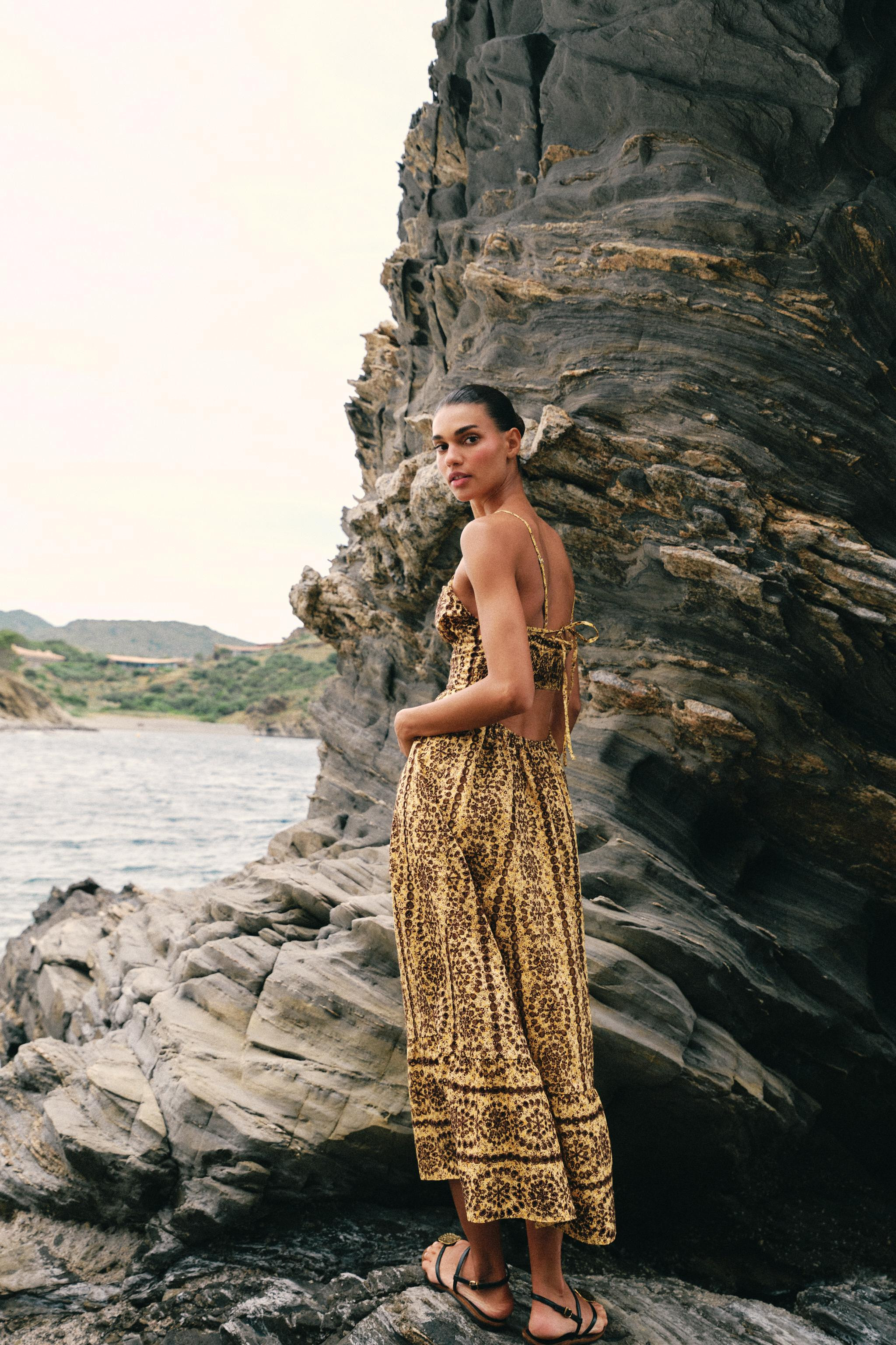 MIDI DRESS WITH CUTWORK EMBROIDERY AND CUT-OUT DETAIL | Zara UK