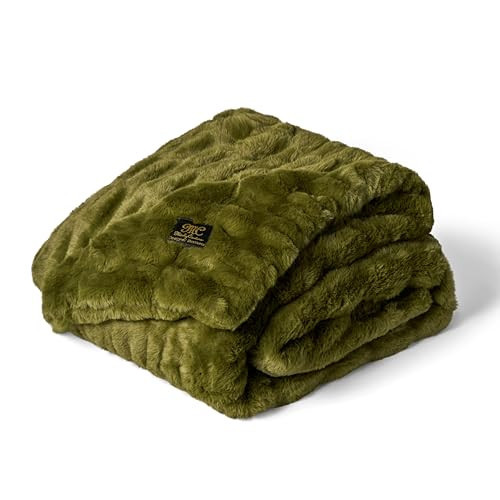 Minky Couture Hugs Blanket - Extra Plush Blanket for Premium Gifting - Stretchy Bubbled Cozy Throw - Silky Smooth - Durable & Machine-Washable - Travel-Friendly - Travel, Camp Green | Amazon (US)