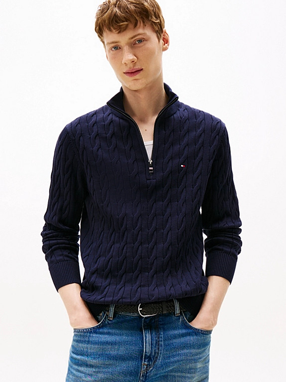 Cable Knit Half-Zip Jumper | Tommy Hilfiger UK