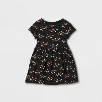 Toddler Girls' Halloween Heart Short Sleeve Dress - Cat & Jack™ Black | Target