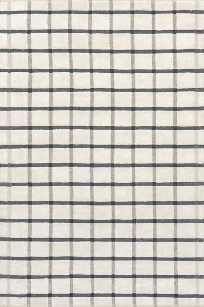 Ivory Rowena Checked Wool Area Rug | Rugs USA