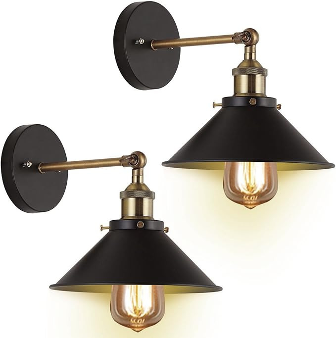 Wall Sconces 2-Pack JACKYLED UL Black Hardwire Industrial Vintage Wall Lamp Fixture Simplicity Br... | Amazon (US)