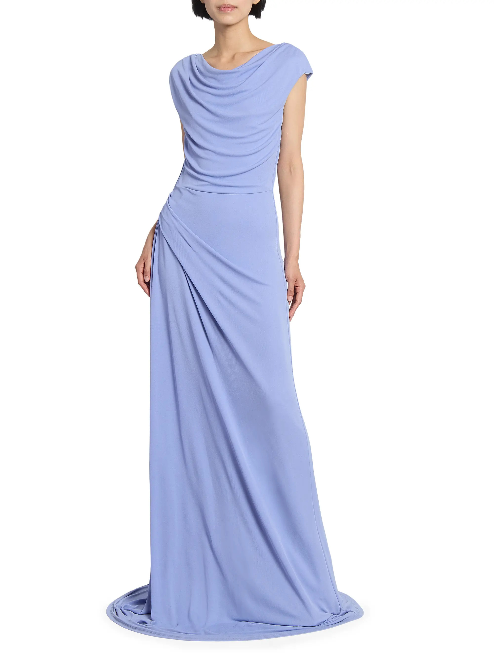 Draped Jersey Cap-Sleeve Gown | Saks Fifth Avenue