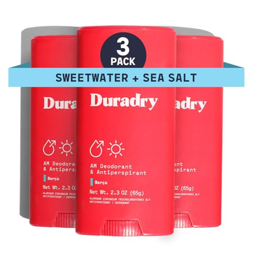 Duradry Clinical-Strength Antiperspirant Deodorant for Women and Men - Clean formula with Natural Ingredients, Odor, and Excessive Sweat protection for Armpits - Barca (Sweetwater+sea salt),3-pack | Amazon (US)