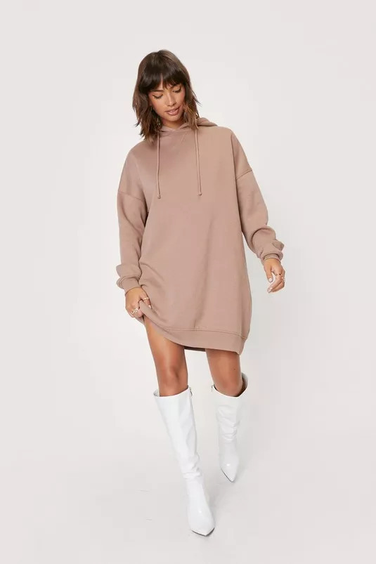 Oversized Drawstring Mini Hoodie Dress | Nasty Gal (US)