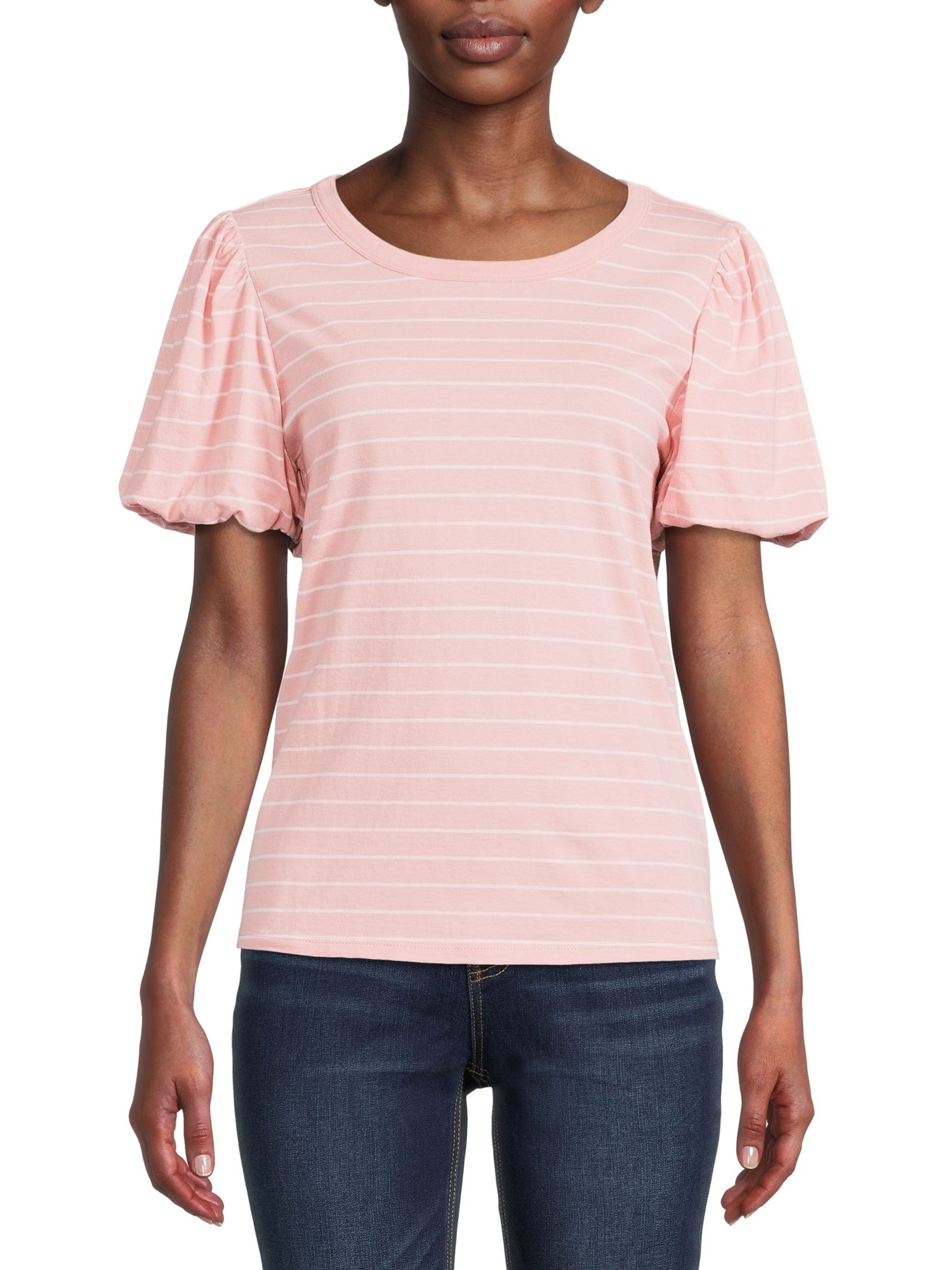 Time and Tru Women's Bubble Sleeve Top | Walmart (US)