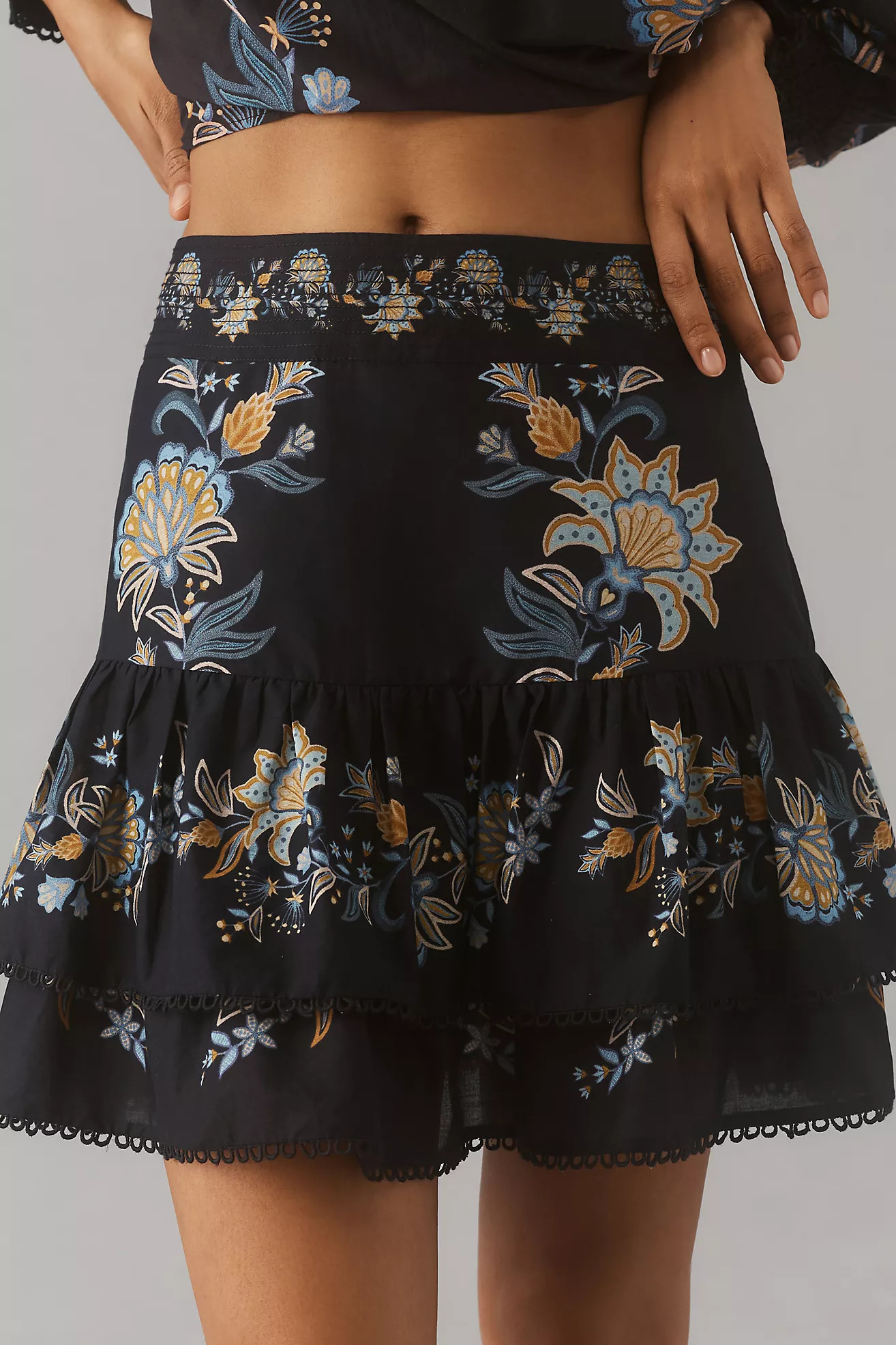 Farm Rio Stitched Garden Mini Skirt | Anthropologie (US)