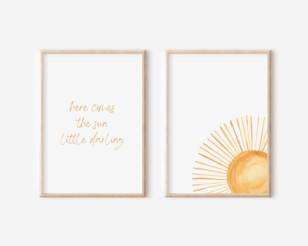 Nursery Decor Boy Nursery Prints Nursery Wall Art Girl Here Comes the Sun Little Darling Nursery ... | Etsy (US)