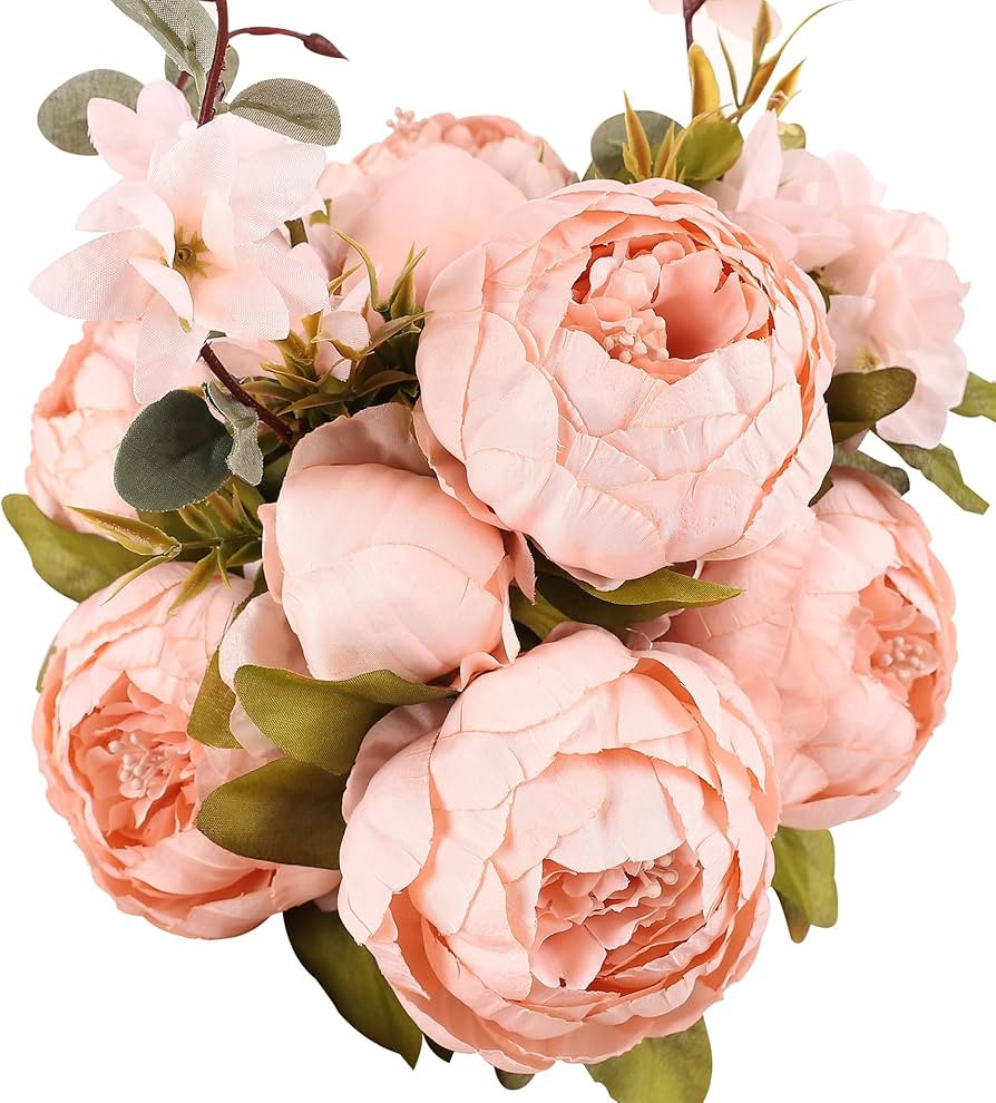 Duovlo Artificial Peony Silk Flowers Fake Flowers Vintage Wedding Home Decoration,Pack of 1 (New ... | Amazon (US)