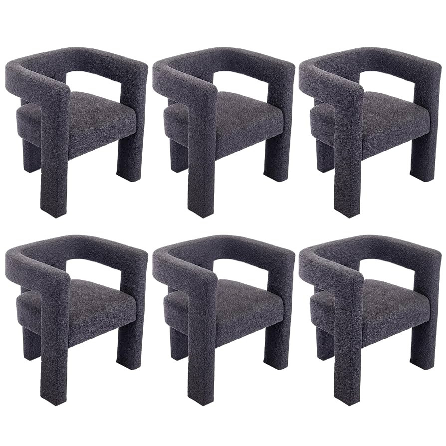 Modern Boucle Dining Chair Set of 6, Sherpa Barrel Accent Chairs Upholstered Armchair Comfy Side ... | Amazon (US)