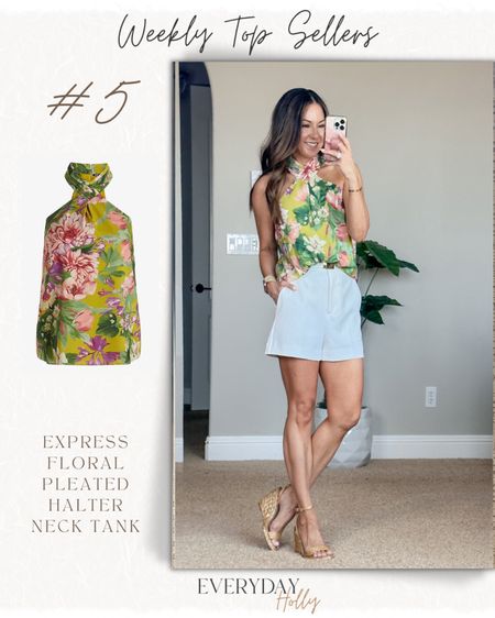 Save 30 to 50% on everything at Express!! Floral love! Wearing xs size in halter neck tank. White shorts 0. Heels and wedges TTS
Floral outfits  | summer outfits | summer date night outfits | floral, summer romper |  floral tops | high waisted shorts | 




#LTKunder50 #LTKstyletip #LTKsalealert