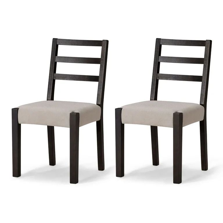 Maven Lane Willow Rustic Dining Chair, Black with Dove Weave Fabric, Set of 2 | Walmart (US)