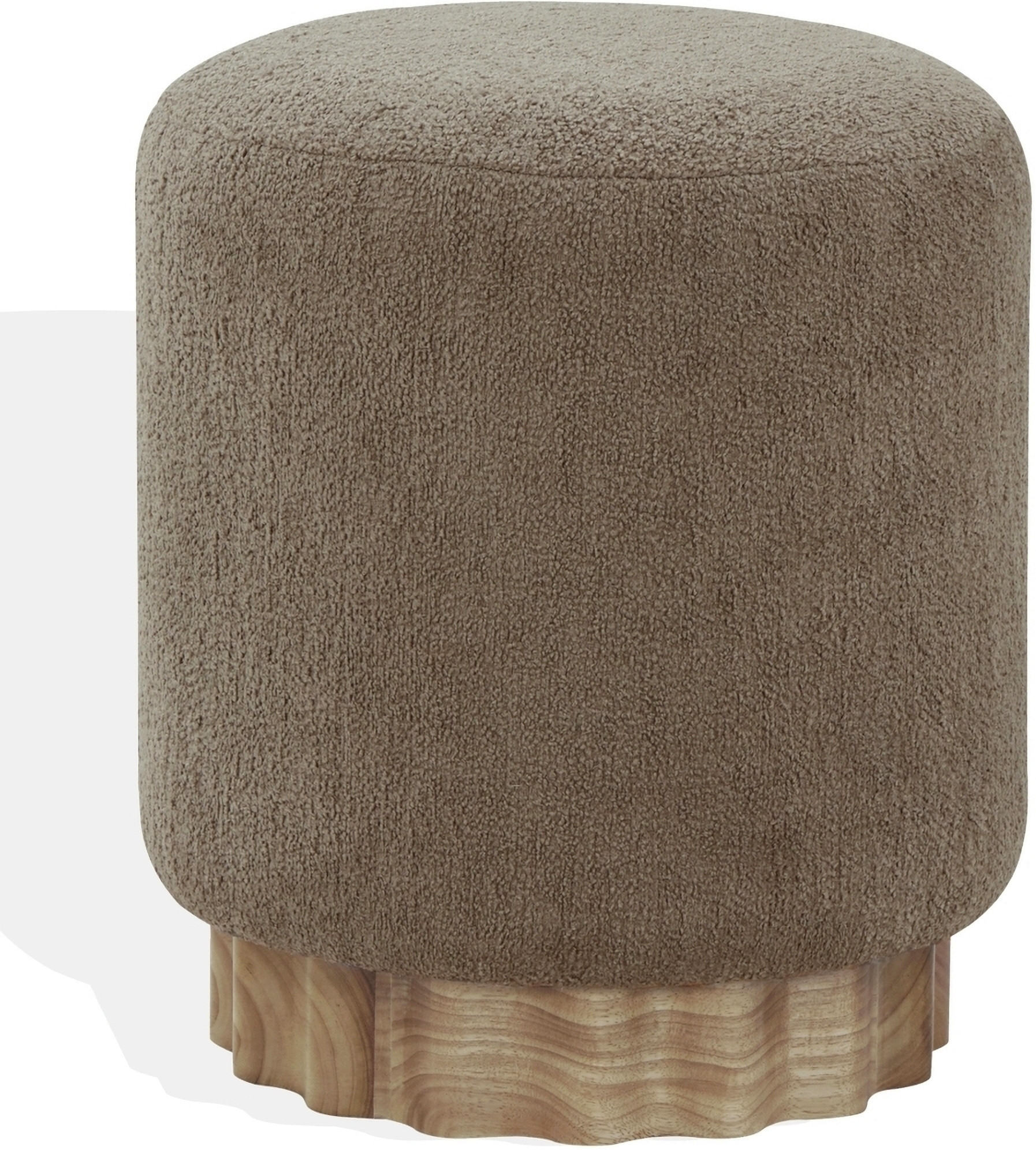Nikolas Round Boucle Ottoman In Light Brown and Natural | 1stopbedrooms