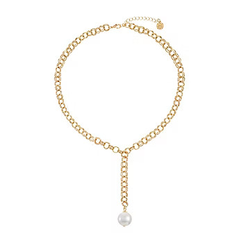 Monet Jewelry Simulated Pearl 17 Inch Link Y Necklace | JCPenney