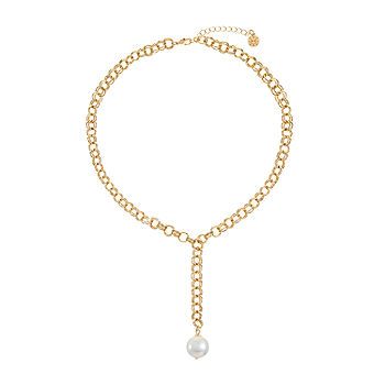 Monet Jewelry Simulated Pearl 17 Inch Link Y Necklace | JCPenney