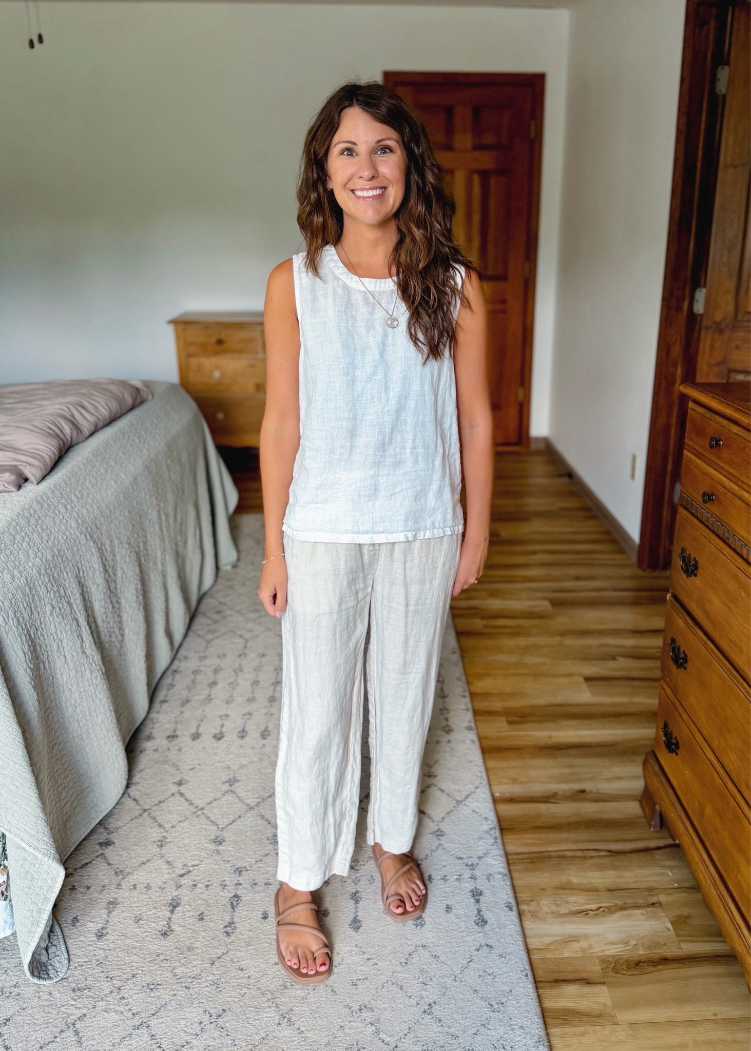 xs in my linen tank (linked the cropped version too!), xs in my linen pants (this is an older tan color—linked the latest one) and 6 in my croc sandals

#LTKPetite #LTKgrwm #LTKootd