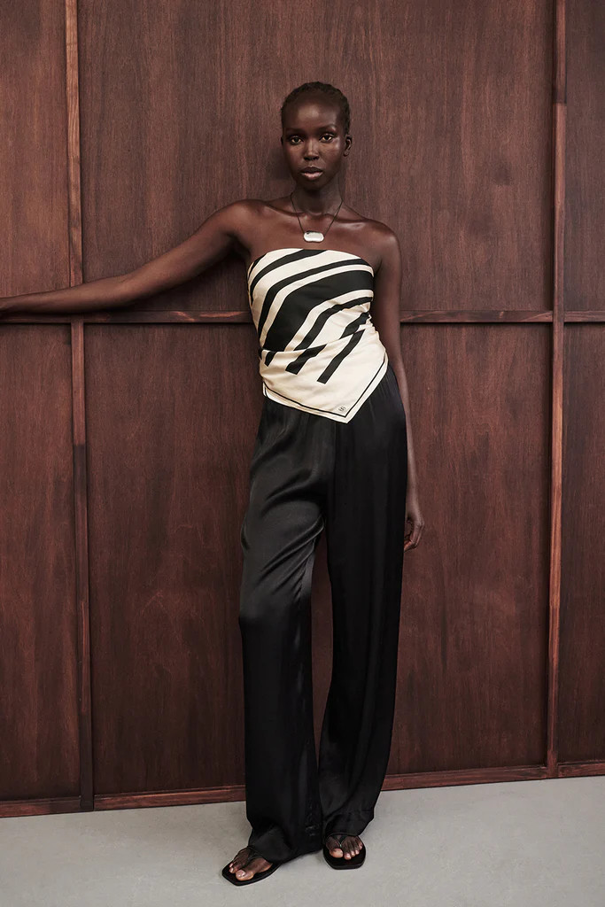 MONICA BLACK SATIN PANT | DISSH