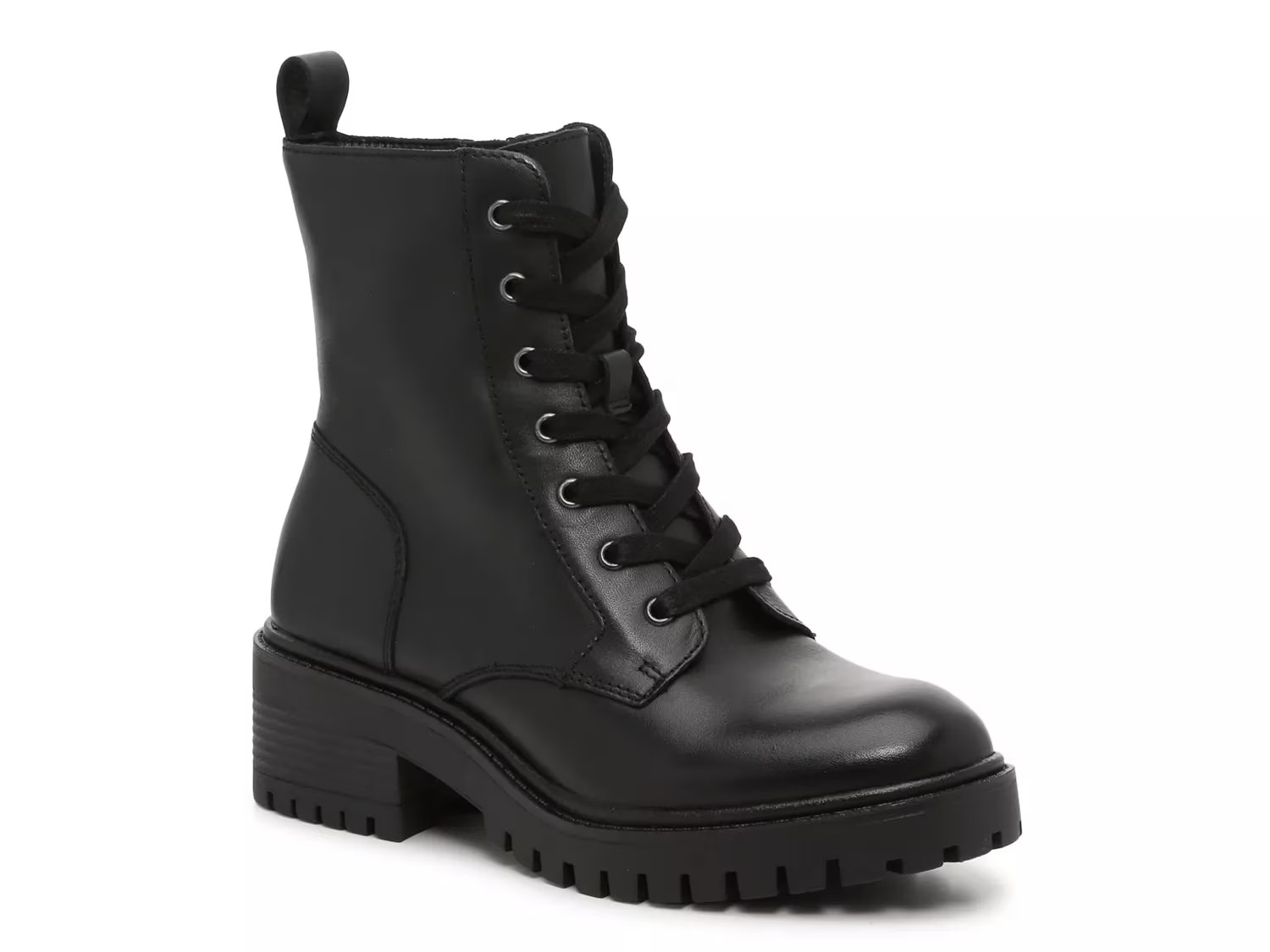 Crown Vintage Telinda Combat Boot | Women's | Black Leather | Size 9 | Boots | Block | Bootie | Comb | DSW