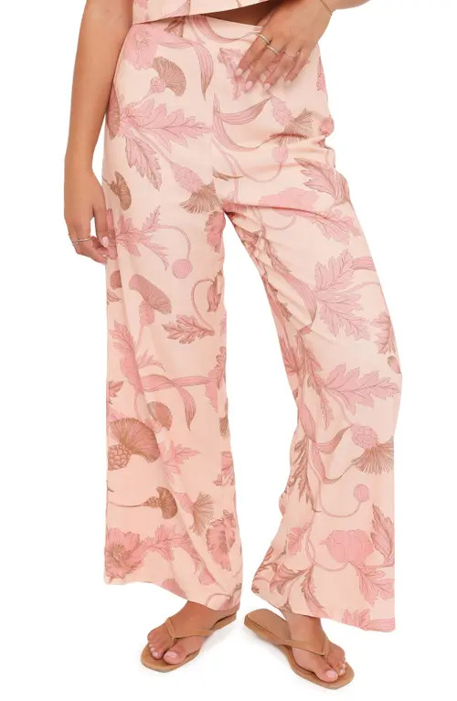 Petal & Pup Brayden Print Wide Leg Pants in Pink Floral at Nordstrom, Size Small | Nordstrom