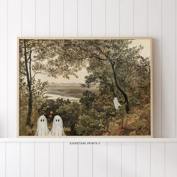 Vintage Ghost Painting Landscape, Spooky Wall Art, Vintage, Ghost Wall Decor, Ghost Art Wall Art,... | Walmart (US)
