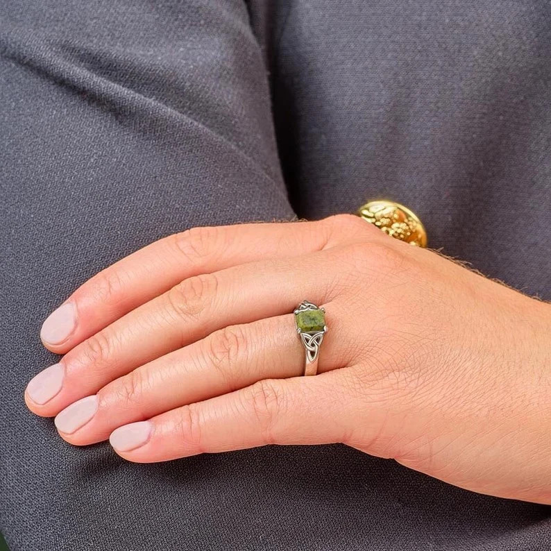 Connemara Marble Ring | Irish ring | Trinity Knot Ring | Irish Jewelry | Ireland Gift | Gift for ... | Etsy (US)