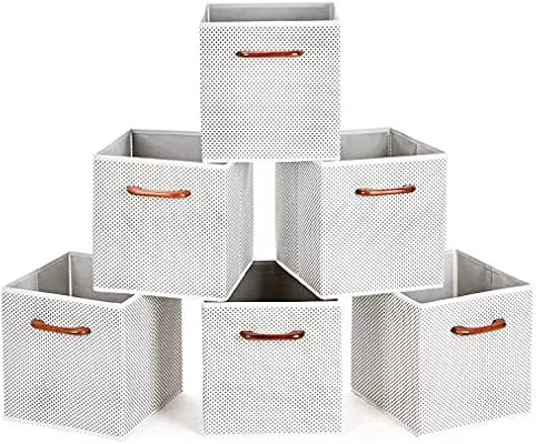 StorageWorks Closet Storage Bins, Trapezoid Storage Box for Shelves, Fabric  Closet Bins and Organizing Baskets, Small, 3-Pack, Mixing of Beige, White