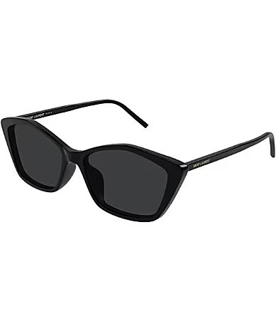 Yves Saint Laurent Women's SL Logo Thin 57mm Cat Eye Sunglasses - Shiny Black | Dillard's
