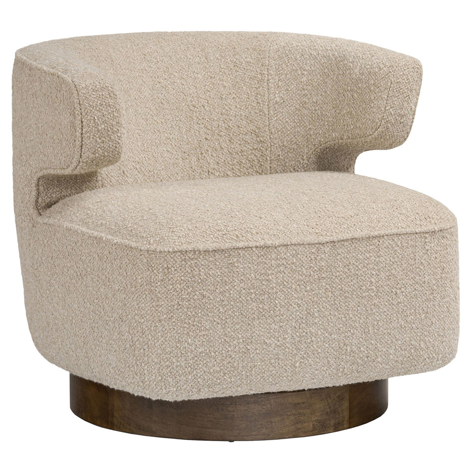 Macy Modern Classic Beige Boucle Swivel Chair | Kathy Kuo Home
