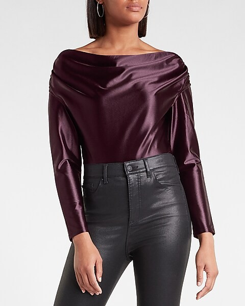 Satin Draped Shoulder Top | Express