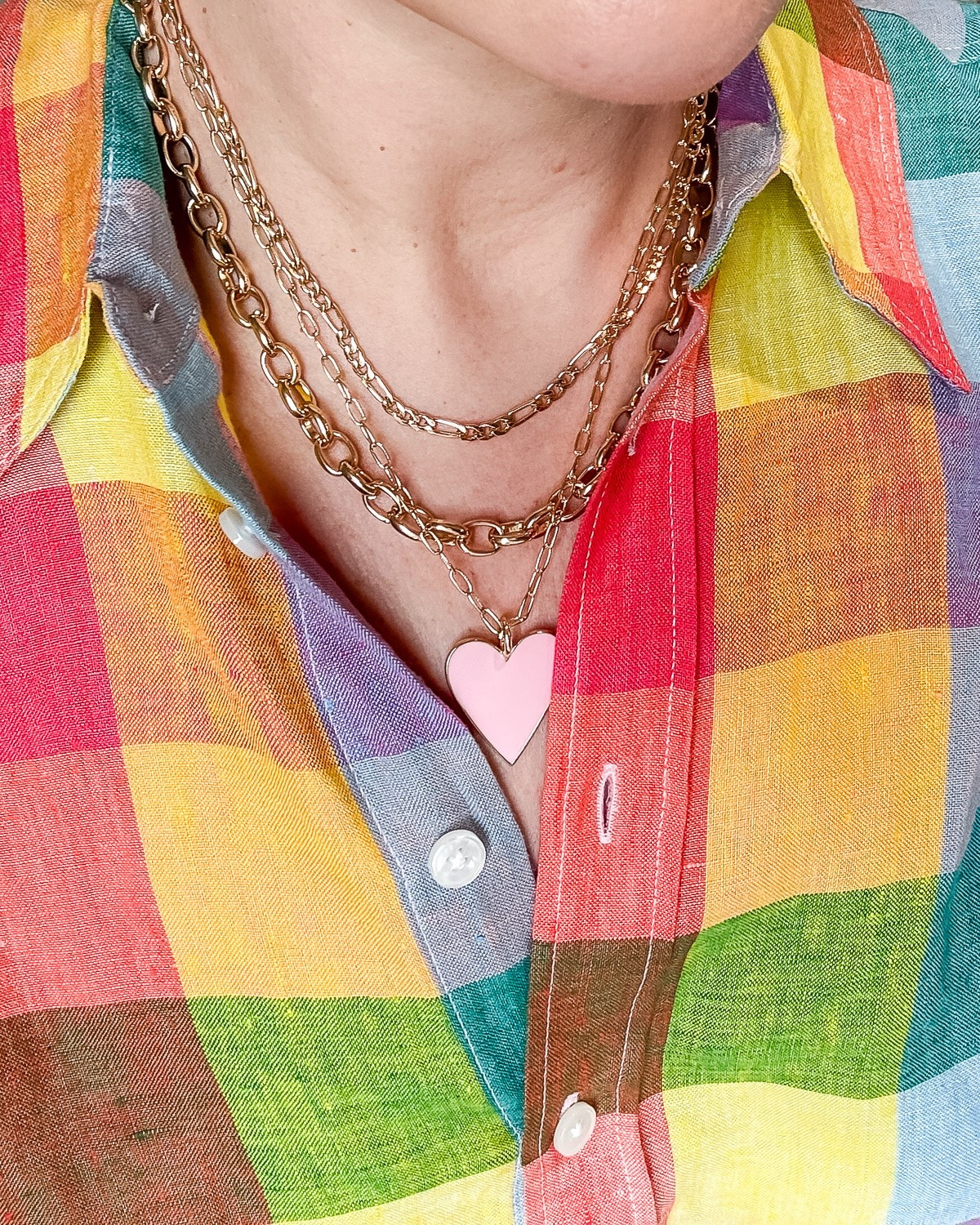 My new favorite linen shirt and one of my favorite layered necklaces are a perfect pair 😍 I sized up one size in the shirt for an oversized fit. 

#LTKOver40 #LTKMidsize