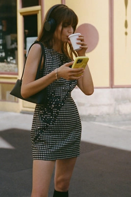 By Anthropologie Sleeveless Crew-Neck Embellished Mini Dress | Anthropologie (US)