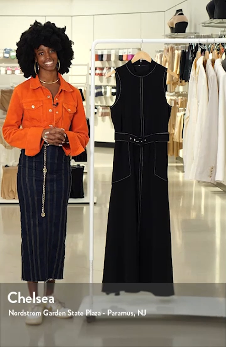 Topstitched Mock Neck Midi Dress | Nordstrom