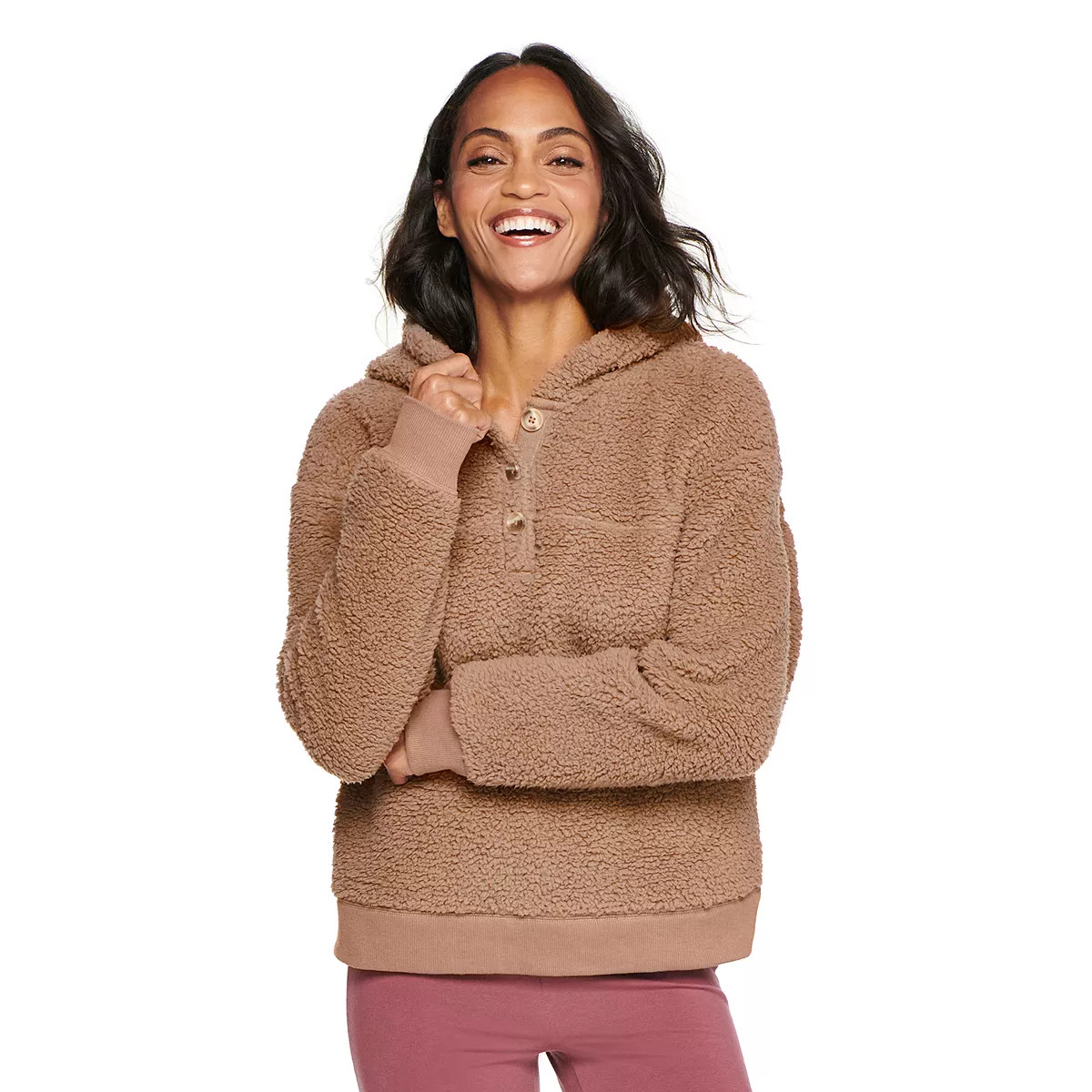 Women's Sonoma Goods For Life® Henley Sherpa Hoodie | Kohl's