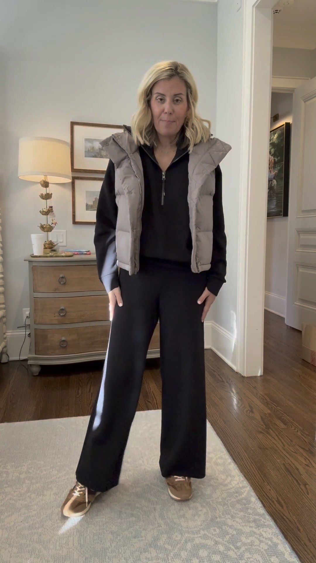 A classic of all classics with these wide leg (s petite) and half zip (xs) and the vest (size 2) takes it from worn to styled!

Shoes - size 8
#LTKmomlife #LTKootd #LTKdayinmylife