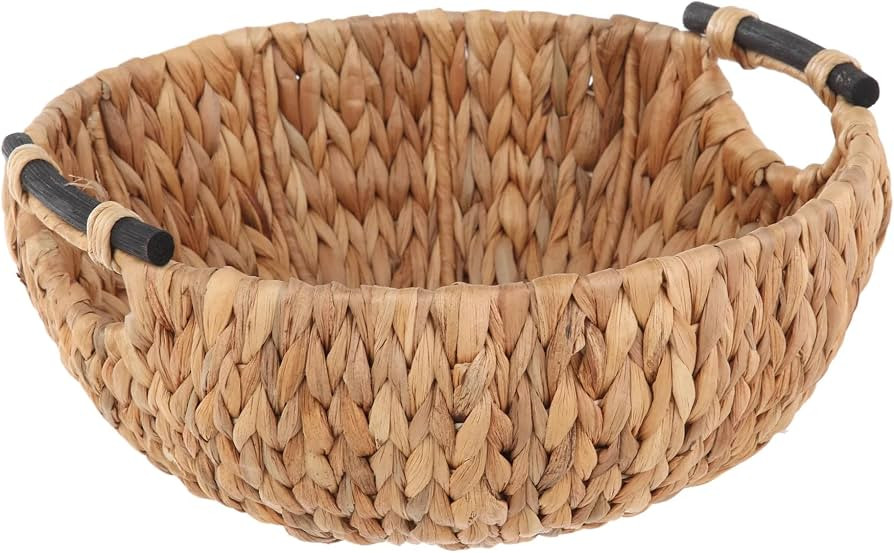 Natural Water Hyacinth Decorative Bowl with Handles \u2013 Multi-Functional Tabletop Organizer | Amazon (US)