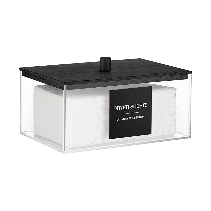 TIPGO Acrylic Dryer Sheet Holder with Lid, Clear Laundry Sheets Container with 27 Labels, Laundry... | Amazon (US)