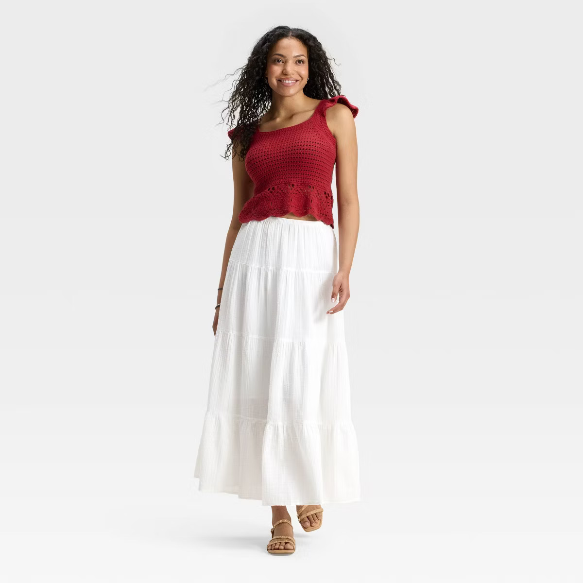 Women's Crinkle Gauze Pull-On Maxi Skirt - Universal Thread™ White | Target