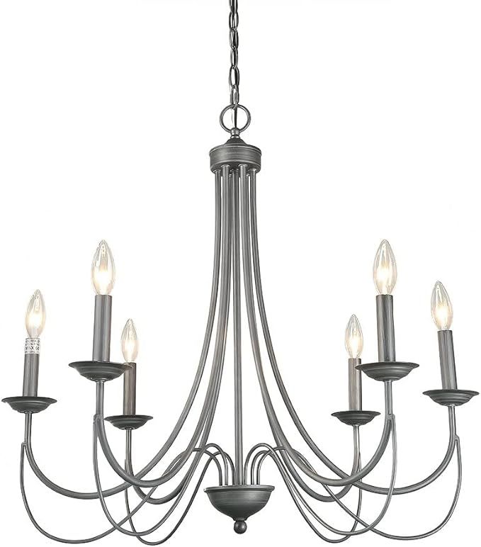 LOG BARN French Country Chandelier, Modern Farmhouse Lighting Style in Brushed Rustic Dark Grey, ... | Amazon (US)
