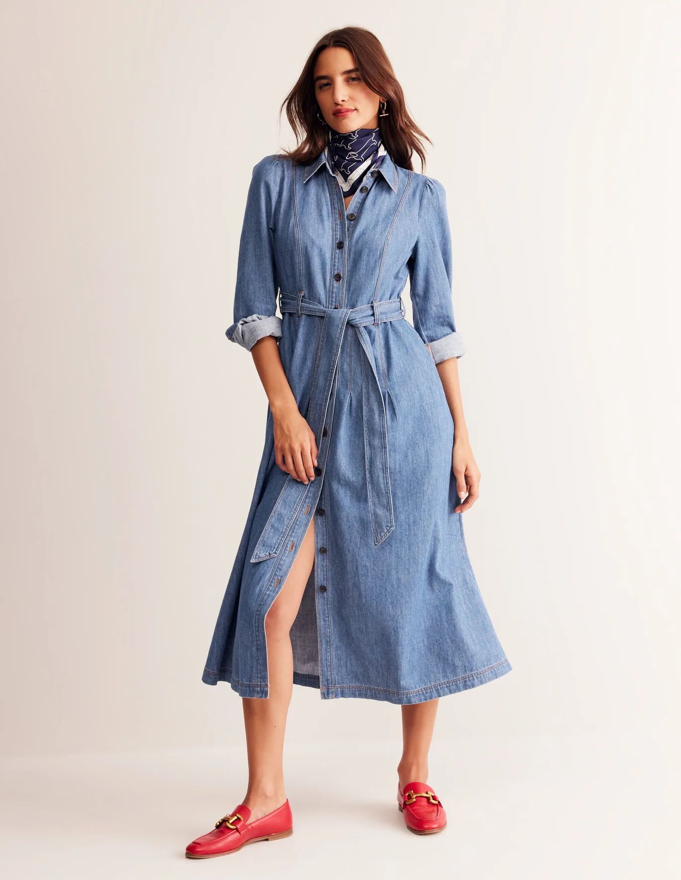 Aubrey Denim Midi Shirt Dress - Light Vintage Denim | Boden US | Boden (US)