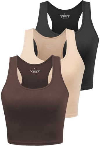 Porvike Sports Crop Tank Tops for Women Cropped Workout Tops Racerback Running Yoga Tanks Cotton ... | Amazon (US)