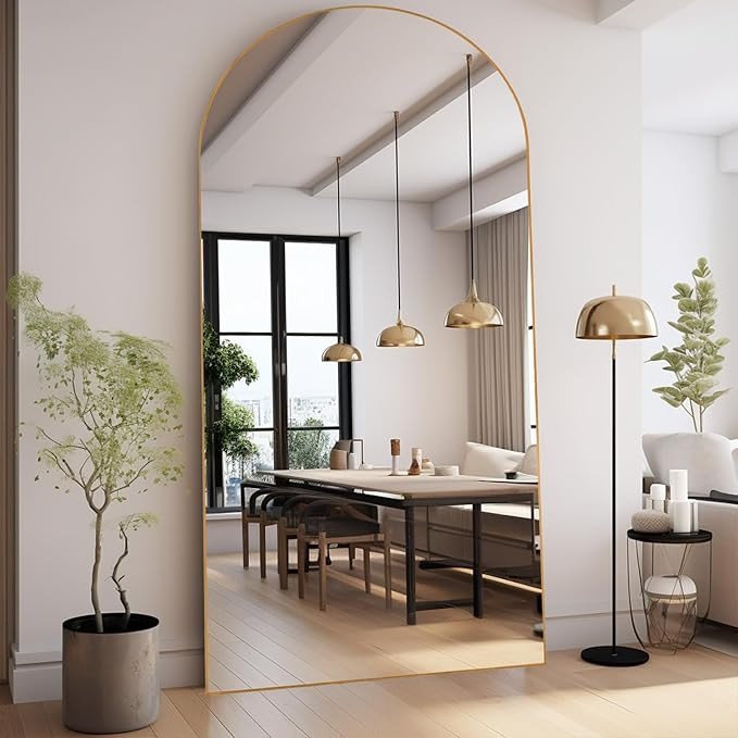 Arched Full Length Mirror, 76''×34'' Oversized Full-body Mirror with Stand, Standing Mirror Hang... | Amazon (US)