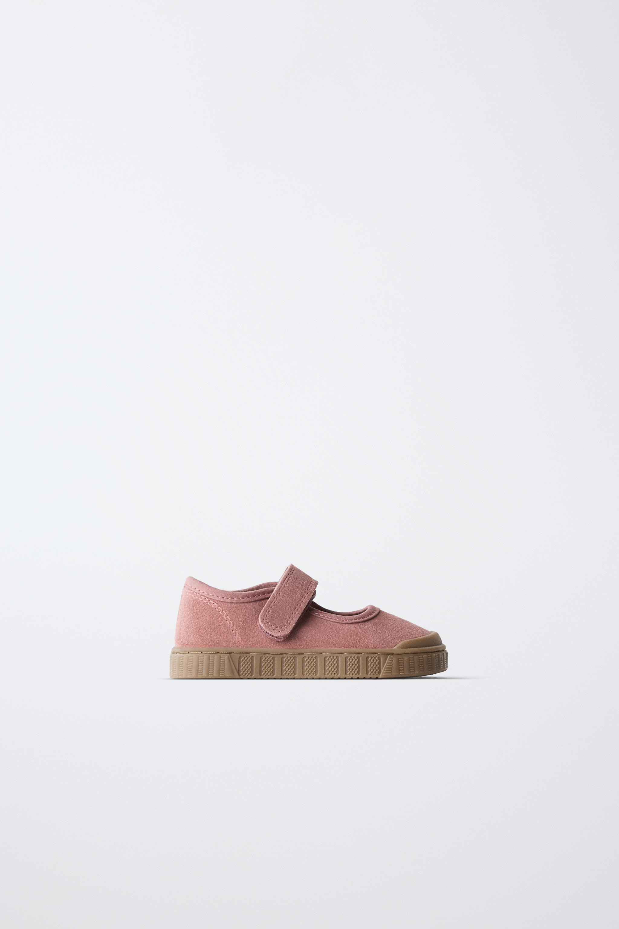 Barefoot-style open sneaker in suede-finish leather. Features an adjustable hook-and-loop strap c... | Zara US