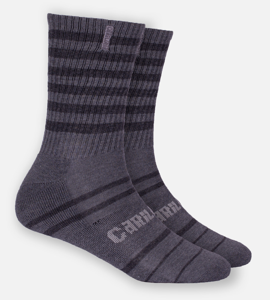 Bamboo Crew Socks - Light Heather Gray Stripes | Cariloha